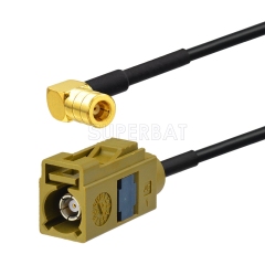 Fakra Curry Straight Jack to SMB Right Angle RG174