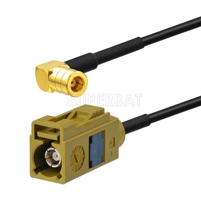 Fakra Curry Straight Jack to SMB Right Angle RG174