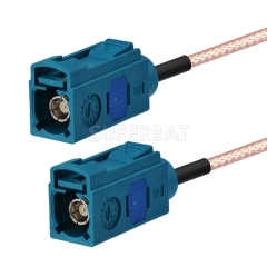 Fakra Water Blue Straight Jack to Fakra Water Blue Straight Jack RG316