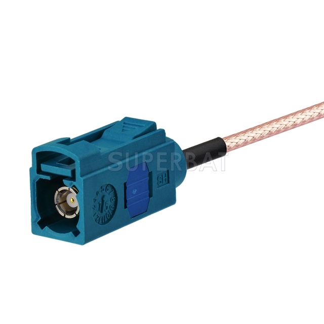 Fakra Water Blue Straight Jack to SMA Straight Plug RG316