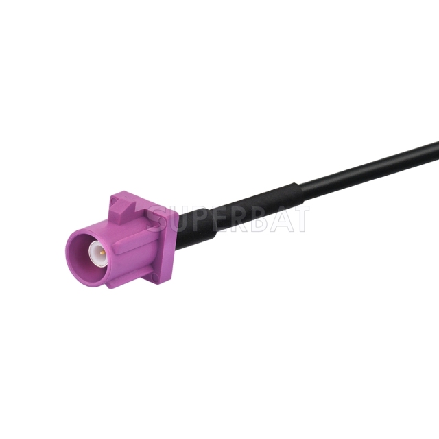 Fakra Heather Violet Straight Jack to Fakra Heather Violet Straight Plug RG174