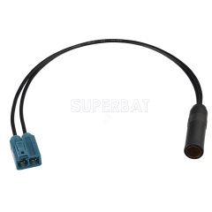 Fakra Water Blue Double Straight Jack to DIN Straight Jack RG174 V shape