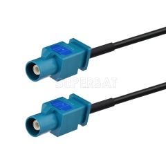 Fakra Water Blue 1 Straight Plug to Fakra Water Blue 1 Straight Plug RG174