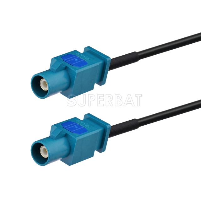 Fakra Water Blue 1 Straight Plug to Fakra Water Blue 1 Straight Plug RG174
