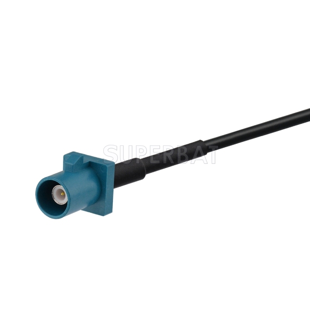 Fakra Water Blue Straight Plug to GT5-1S Grey Green Straight Jack RG174