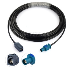 Fakra Blue Grey Straight Jack to Fakra Water Blue 1 Straight Plug RG174
