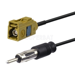 Fakra Curry Straight Jack to DIN Straight Plug RG174