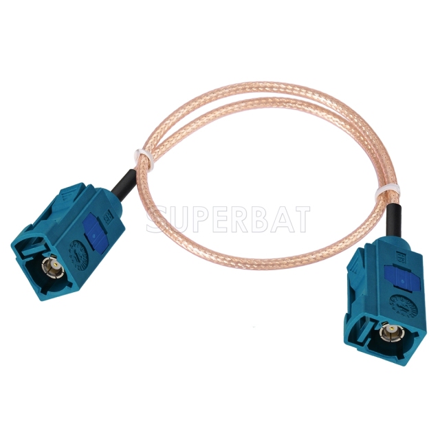 Fakra Water Blue Straight Jack to Fakra Water Blue Straight Jack RG316