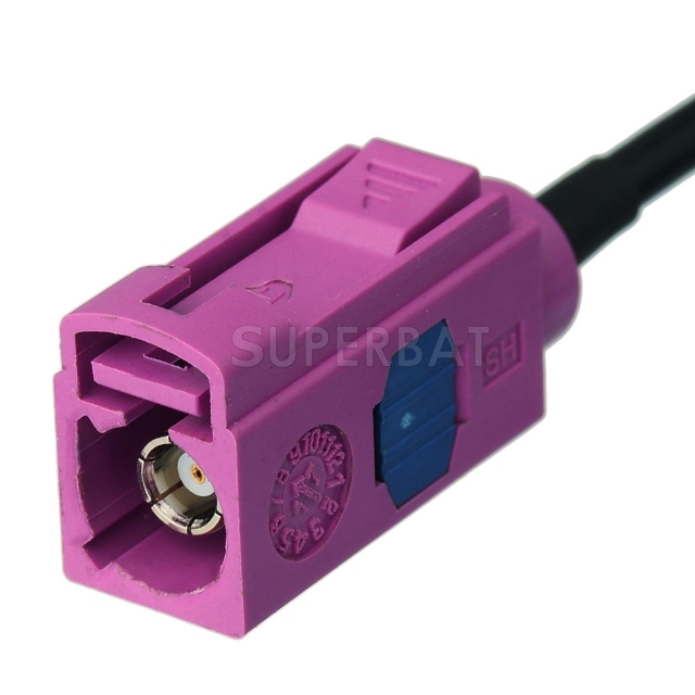 Fakra Curry Straight Plug to Fakra Heather Violet Straight Jack RG174