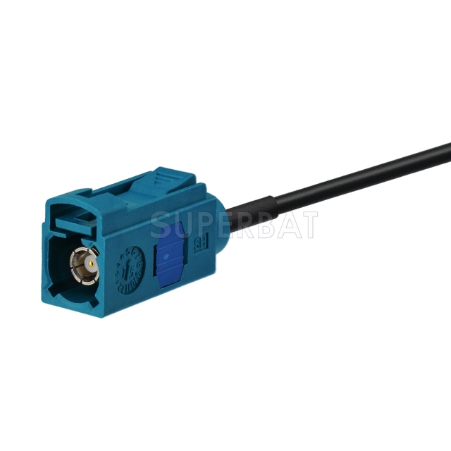 Fakra Water Blue 1 Straight Plug to Fakra Water Blue Straight Jack RG174