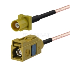 Fakra Curry Straight Jack to Fakra Curry Straight Plug RG316