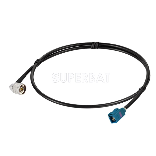 Fakra Water Blue Straight Jack to N Right Angle LMR195