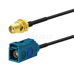 Car GPS Antenna Adapter Convertor Cable,Fakra Z Female to SMA Female Cable