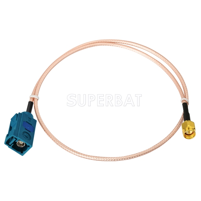 Fakra Water Blue Straight Jack to SMA Straight Plug RG316