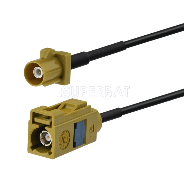 Fakra Curry Straight Jack to Fakra Curry Straight Plug RG174