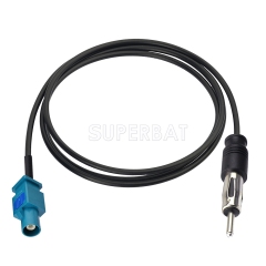 Fakra Water Blue 1 Straight Plug to DIN Straight Plug RG174