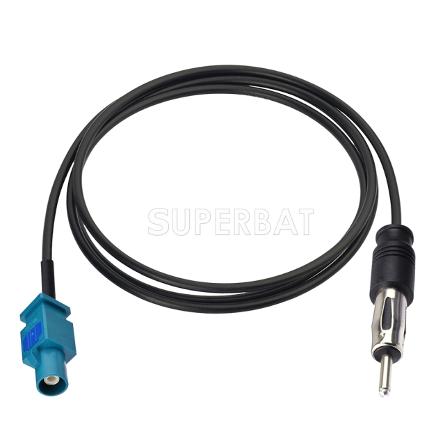 Fakra Water Blue 1 Straight Plug to DIN Straight Plug RG174