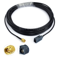 Fakra Blue Grey Straight Jack to SMA Straight Plug RG174