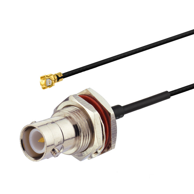 IP65 RP BNC jack with rubber O ring to UFL 1.37 mini PIGTAL coaxial cable