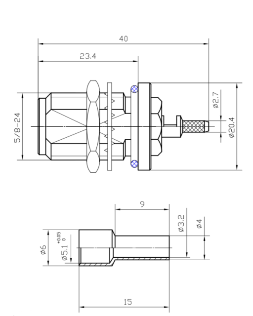 N Crimp Jack bulkhead connector for LMR100 RG316 RG174