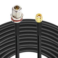 N BulkHead Jack with O-ring to RP-SMA Right Angle Plug RG58 610cm