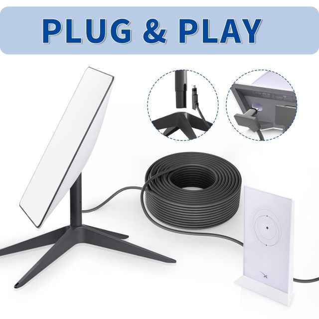 GODPEE 150Ft Replacement Cable for Starlink V2 [ Standard Actuated ] Satellite Dish Antenna - with Cable Feed Through Bushings & Wire Clips - Heat Resistant Extension Cable Accessories for Starlink