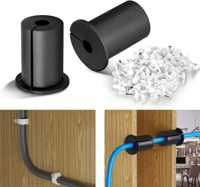 GODPEE Cable Mounting Routing Kit for Starlinks Dishy Ethernet Cable Feed Through Bushings Accessories Wire Wall Hole Cover Cables Grommet Durable 2 Pack with Wire Clips
