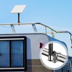 GODPEE Pipe Adapter for Starlink Satellite Dish V2 Antenna Pole Mount with U Bolt Pole Clamp - Sturdy Aluminium Alloy - Built-in Anti-Rotation Rib Safe Stable Pipe Adapter