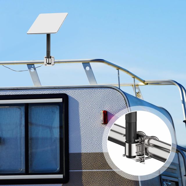 GODPEE Pipe Adapter for Starlink Satellite Dish V2 Antenna Pole Mount with U Bolt Pole Clamp - Sturdy Aluminium Alloy - Built-in Anti-Rotation Rib Safe Stable Pipe Adapter