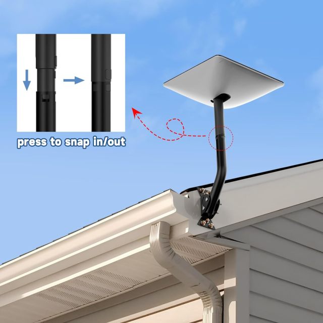 GODPEE Antenna Wall Mounting Kit Roof J-Pole Mount for Starlink Satellite Internet Installation Kit Accessories with Stainless Steel Mast Clamps - Bracket Adjustable Angle