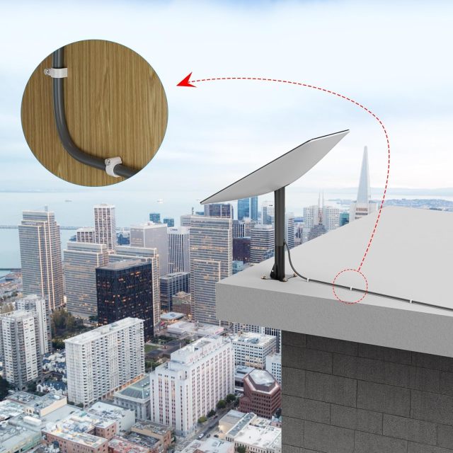 GODPEE Antenna Heavy-Duty Bracket for Starlink Satellite Dishes Roof Pole Mounting Kit Accessory - Short Horizontal Bracket with Wire Cable Clips