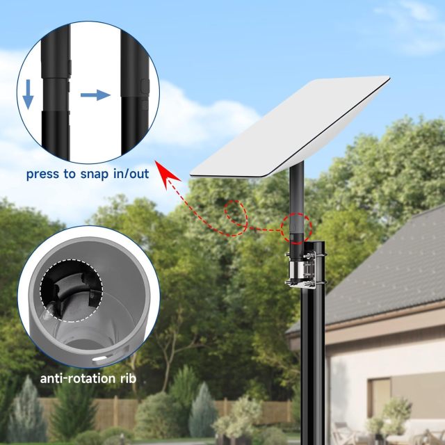 GODPEE Pipe Adapter for Starlink Satellite Dish V2 Antenna Pole Mount with U Bolt Pole Clamp - Sturdy Aluminium Alloy - Built-in Anti-Rotation Rib Safe Stable Pipe Adapter
