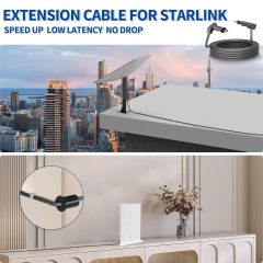 GODPEE 30Ft Replacement Cable for Starlink V2 [ Standard Actuated ] Satellite Dish Antenna - with Cable Feed Through Bushings & Wire Clips - Heat Resistant Extension Cable Accessories for Starlink