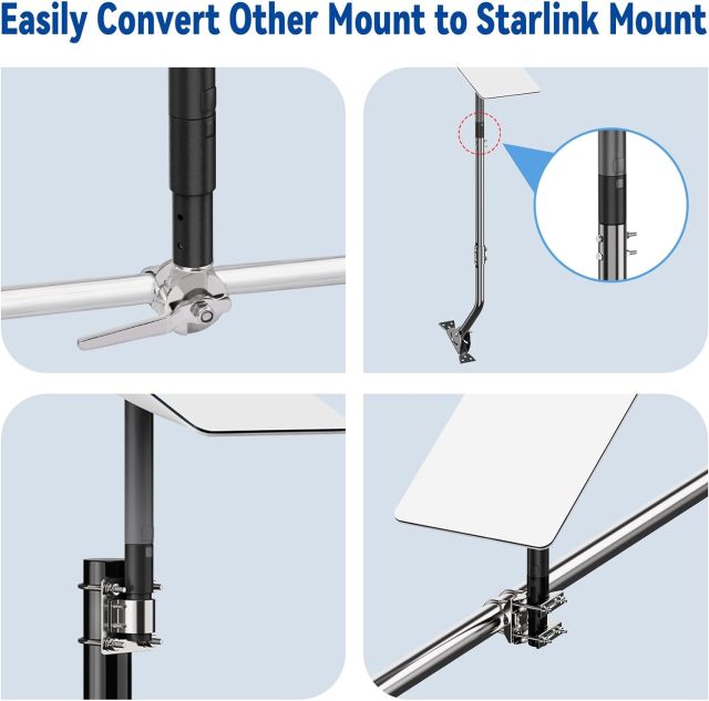 GODPEE Pipe Adapter for Starlink Satellite Dish V2 Antenna Pole Mount for Mast with Inner Diameter of 1.37inch - Sturdy Aluminium Alloy - Built-in Anti-Rotation Rib Safe Stable Pipe Adapter