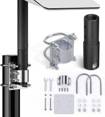 GODPEE Pipe Adapter for Starlink Satellite Dish V2 Antenna Pole Mount with U Bolt Pole Clamp - Sturdy Aluminium Alloy - Built-in Anti-Rotation Rib Safe Stable Pipe Adapter