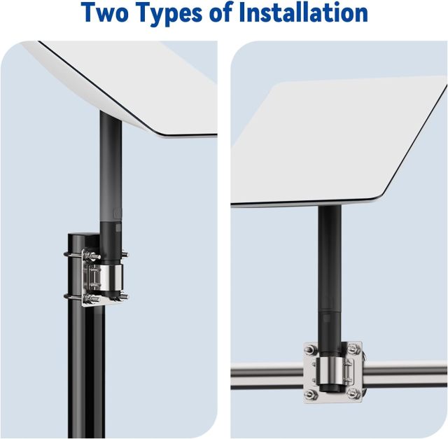 GODPEE Pipe Adapter for Starlink Satellite Dish V2 Antenna Pole Mount with U Bolt Pole Clamp - Sturdy Aluminium Alloy - Built-in Anti-Rotation Rib Safe Stable Pipe Adapter