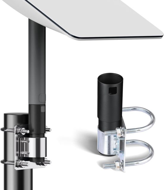 GODPEE Pipe Adapter for Starlink Satellite Dish V2 Antenna Pole Mount with U Bolt Pole Clamp - Sturdy Aluminium Alloy - Built-in Anti-Rotation Rib Safe Stable Pipe Adapter