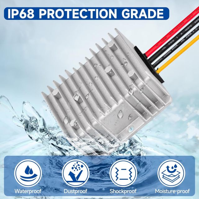 GODPEE DC Converter Regulator Step UP 12V to 48V - 6A 288W Power Supply Adapter Voltage Booster Converter for Starlink Golf Cart Club Car Truck Vehicle Boat Solar System