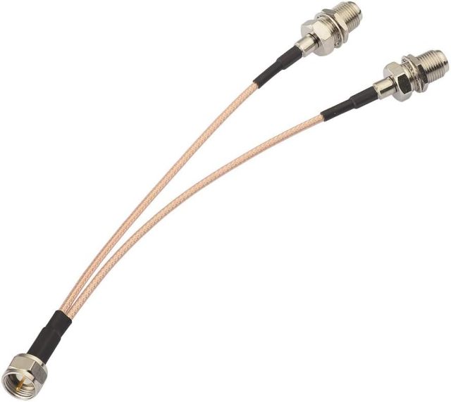 SUPERBAT F-Type Splitter Cable F Male to F Dual Female Coax Splitter Cable V-Type F Type TV Splitter Cable Satellite 50ohm 15cm(6 inches)