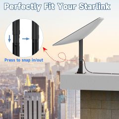 GODPEE Antenna Heavy-Duty Bracket for Starlink Satellite Dishes Roof Pole Mounting Kit Accessory - Short Horizontal Bracket with Wire Cable Clips