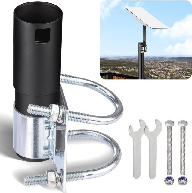 GODPEE Pipe Adapter for Starlink Satellite Dish V2 Antenna Pole Mount with U Bolt Pole Clamp - Sturdy Aluminium Alloy - Built-in Anti-Rotation Rib Safe Stable Pipe Adapter