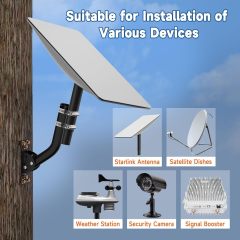 GODPEE Antenna Wall Mounting Kit Roof J-Pole Mount for Starlink Satellite Internet Installation Kit Accessories with Stainless Steel Mast Clamps - Bracket Adjustable Angle