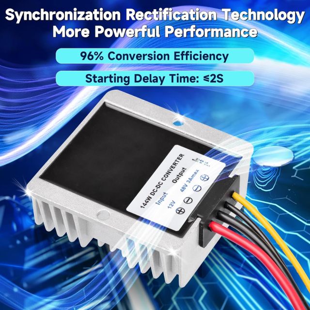 GODPEE DC Converter Regulator Step UP 12V to 48V - 3A 144W Power Supply Adapter Voltage Booster Converter for Starlink Golf Cart Club Car Truck Vehicle Boat Solar System