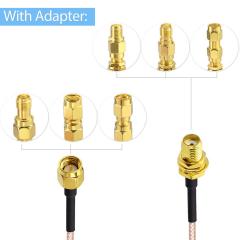 Superbat SMA Male to SMA Female RF Coaxial Coax Cable 12inches + 5pcs RF Coax Adapter Kit, SMA Cable + SMA to SMA/RPSMA Adapter KIT for WiFi/Ham Radio/GPS/3G 4G LTE Antenna,LNA and etc