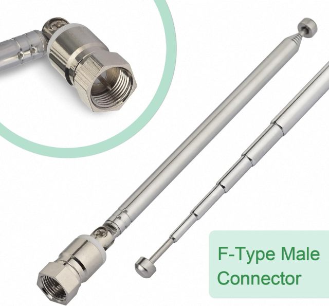 Superbat FM Telescopic Antenna Kit 75 Unbal F Type Connector DAB Radio Replacement Antenna for TV AM FM Radio Stereo Receiver Bose Wave Radio etc.