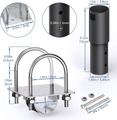 GODPEE Pipe Adapter for Starlink Satellite Dish V2 Antenna Pole Mount with U Bolt Pole Clamp - Sturdy Aluminium Alloy - Built-in Anti-Rotation Rib Safe Stable Pipe Adapter