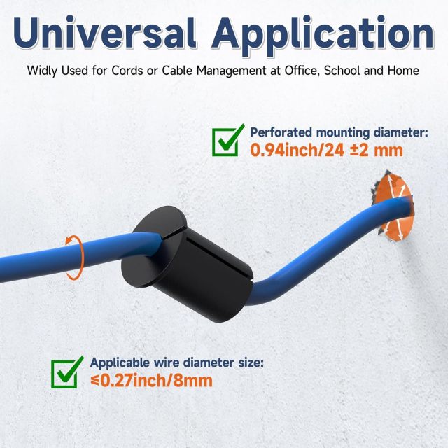 GODPEE Cable Mounting Routing Kit for Starlinks Dishy Ethernet Cable Feed Through Bushings Accessories Wire Wall Hole Cover Cables Grommet Durable 2 Pack with Wire Clips