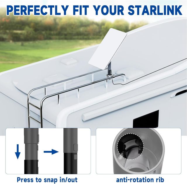 GODPEE Antenna Mounting Kit for Starlink Satellite Dish V2 Standard Actuated Antenna Pipe Adapter - Mount Clamp Holder 220lbs Load Capacity - Work with RV SUV Vehicle Racks Pole Camper Roof Rail