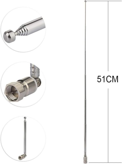 Superbat FM Telescopic Antenna Kit 75 Unbal F Type Connector DAB Radio Replacement Antenna for TV AM FM Radio Stereo Receiver Bose Wave Radio etc.