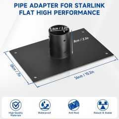 Sturdy Pipe Adapter Mounting Kit for Starlink Gen 2 V2 [Flat High Performance] Antenna - Highly Compatible - Metal Alloy Bracket for Starlink Gen2 Internet Satellite Dish Roof Pole Mount Holder